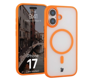Bizon MatteO z MagSafe do MatteO iPhone 17 Orange Półprzezroczyste z pomarańczową ramką