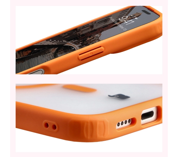 Bizon MatteO z MagSafe do MatteO iPhone 17 Orange Półprzezroczyste z pomarańczową ramką