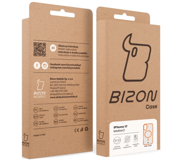Bizon MatteO z MagSafe do MatteO iPhone 17 Orange Półprzezroczyste z pomarańczową ramką