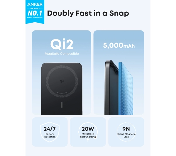 Anker Nano MagGo (A1665H21) 5000mAh 20W MagSafe, QI2 Biały