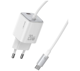 USAMS JC Series CC261 20W GaN Mini Fast Charger 2x USB-C Biały
