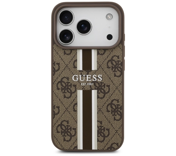 Guess 4G Printed Stripes MagSafe do iPhone 17 Pro Brązowy