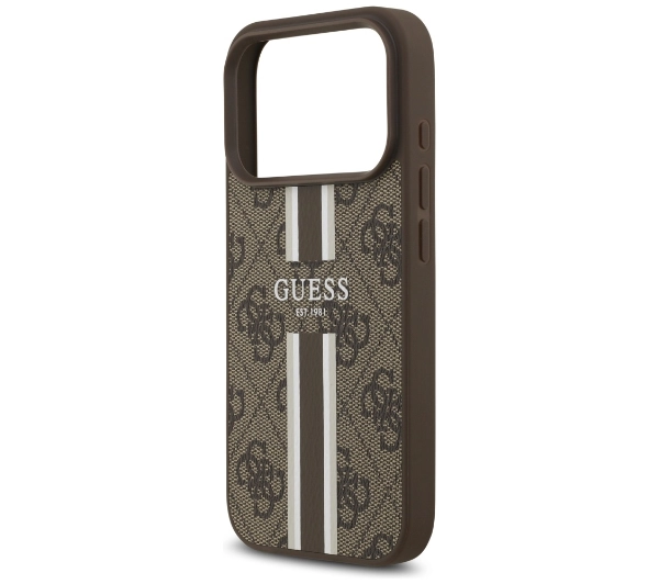 Guess 4G Printed Stripes MagSafe do iPhone 17 Pro Brązowy