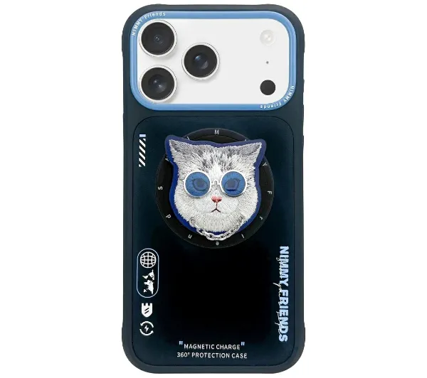 Nimmy Glasses Cool Cat MagSafe do iPhone 17 Czarno niebieski