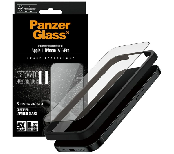 PanzerGlass Ceramic II Ultra-Wide Fit iPhone 17 / 16 Pro