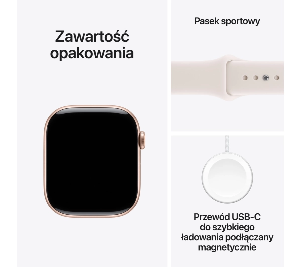 Apple Watch Series 11 GPS 42mm z aluminium Różowe złoto Pasek sportowy Łagodny róż S/M - ⚡ BESTSELLERY ⚡ - Kup na Raty - RRSO 0%