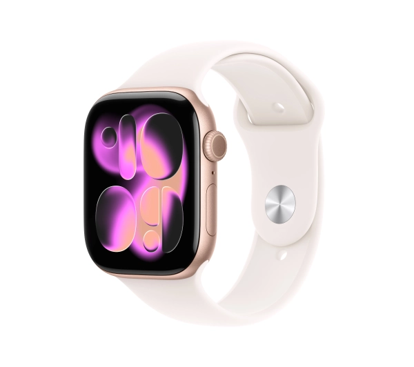 Apple Watch Series 11 GPS + Cellular 42mm z aluminium Różowe złoto Pasek sportowy Łagodny róż S/M