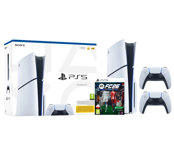 Sony PlayStation 5 Slim E Chassis (PS5) 1TB z napędem + Dodatkowy Pad + EA SPORTS FC 26