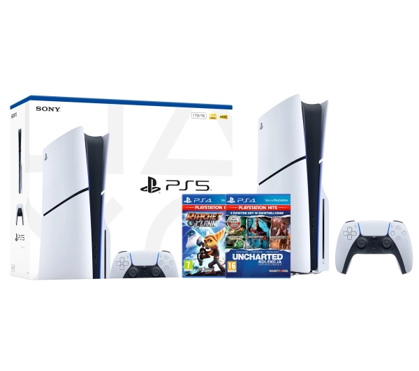Sony PlayStation 5 Slim E Chassis (PS5) 1TB z napędem + Ratchet & Clank + Uncharted: Kolekcja Nathana Drake'a