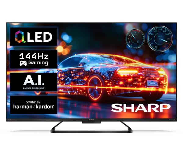 Sharp 43HR8765E 43" QLED 4K 144Hz Google TV Funkcje AI Dolby Vision IQ Dolby Atmos DTS-X HDMI 2.1 DVB-T2