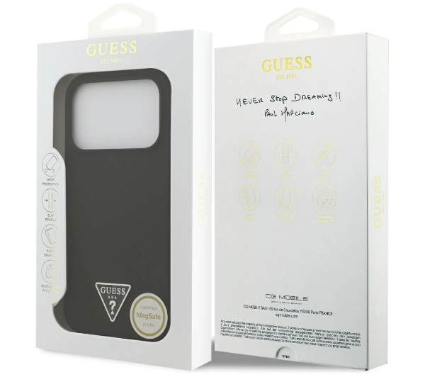 Guess Silicone Triangle Logo MagSafe do iPhone 17 Pro czarny