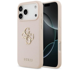 Guess Grained Big 4G & Classic Logo do iPhone 17 Pro Max różowy