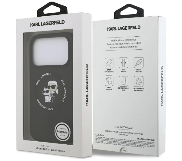 Karl Lagerfeld Silicone Karl&Choupette Ring MagSafe do iPhone 17 Pro Czarny