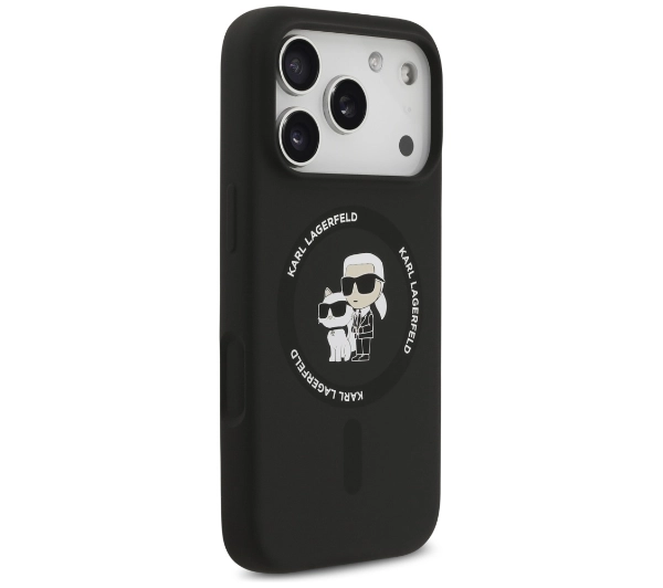 Karl Lagerfeld Silicone Karl&Choupette Ring MagSafe do iPhone 17 Pro Czarny