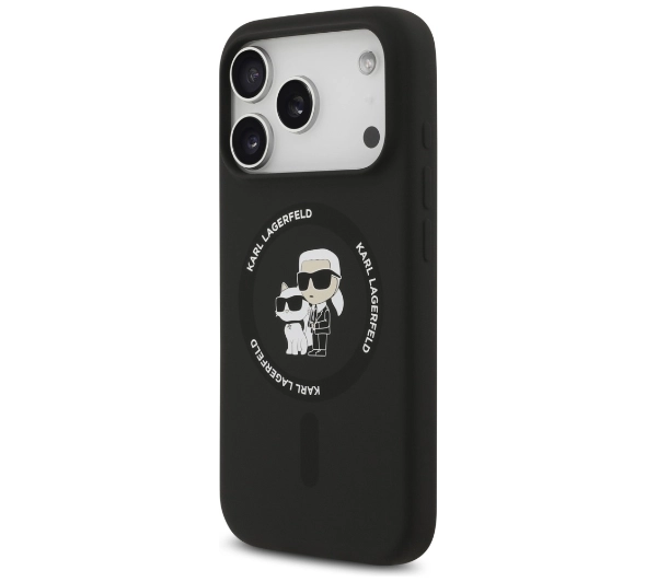Karl Lagerfeld Silicone Karl&Choupette Ring MagSafe do iPhone 17 Pro Czarny