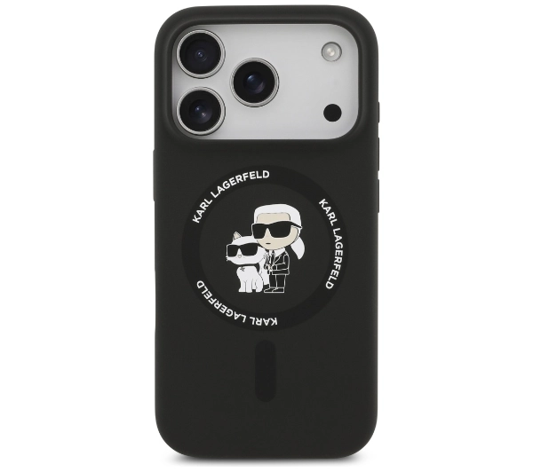 Karl Lagerfeld Silicone Karl&Choupette Ring MagSafe do iPhone 17 Pro Czarny