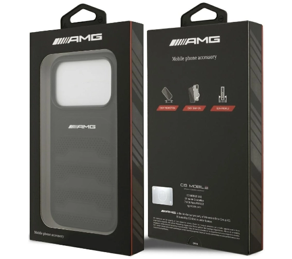 AMG Leather Debossed Lines Logo do iPhone 17 Pro czarny