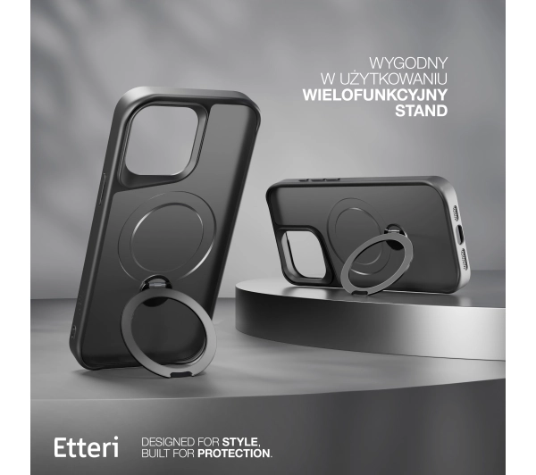 Etteri Matt Mag Ring do iPhone 16 Pro  Czarny