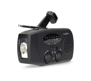 Nedis RDFMCR2000BK Emergency Radio FM Na korbkę Solarne Powerbank Czarny