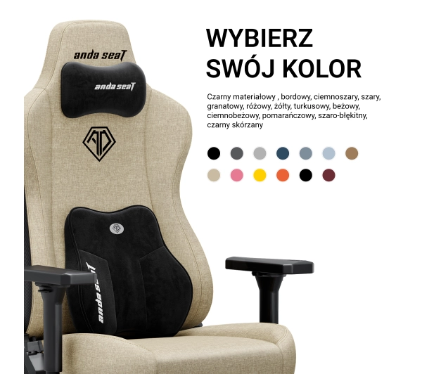 Anda Seat Kaiser 3E XL Gamingowy do 150kg Tkanina Ciemnobeżowy - Kup na Raty - RRSO 0%