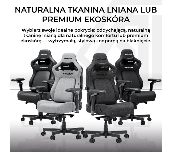 Anda Seat Kaiser 4 V2 XL Gamingowy do 150kg Tkanina Szary - Kup na Raty - RRSO 0%