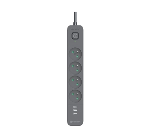 Tracer TRALIS47685 Power Line+ Mobile Ready 4 Gniazda 3x USB-A 5m Grafitowy