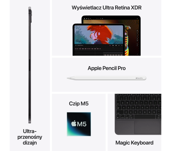 Apple iPad Pro 2025 6 gen 11" 12/256GB 5G Wi-Fi Cellular 5G Gwiezdna czerń - Kup na Raty - RRSO 0%