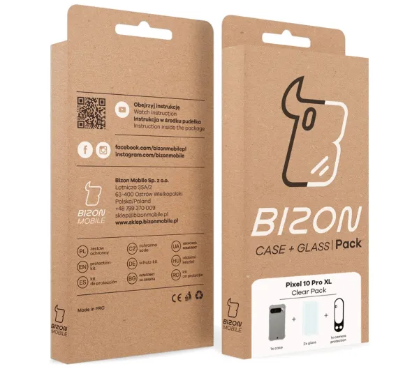 Bizon elastyczne etui Salpa + 2x szkło hartowane + szkło na obiektyw Clear Pack do Google Pixel 10 Pro XL