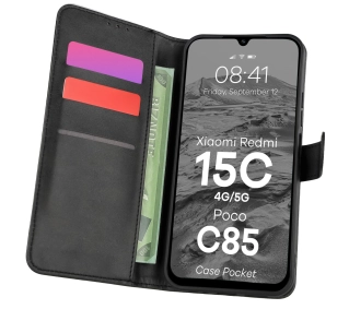 Bizon z klapką Pocket do Xiaomi Redmi 15C 4G / 5G / POCO C85 4G Czarny