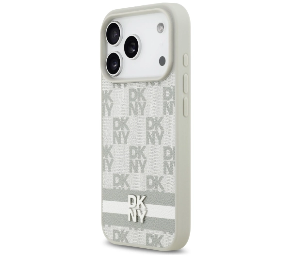 DKNY Checkered with Printed Stripes do iPhone 17 Pro Beżowy