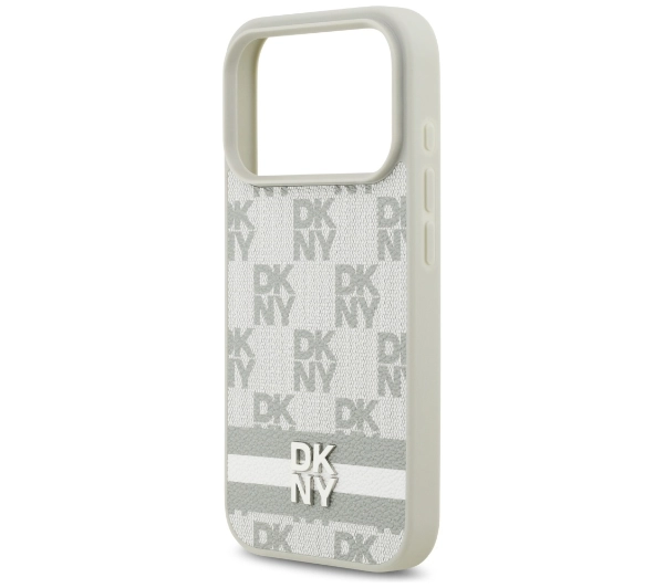 DKNY Checkered with Printed Stripes do iPhone 17 Pro Beżowy
