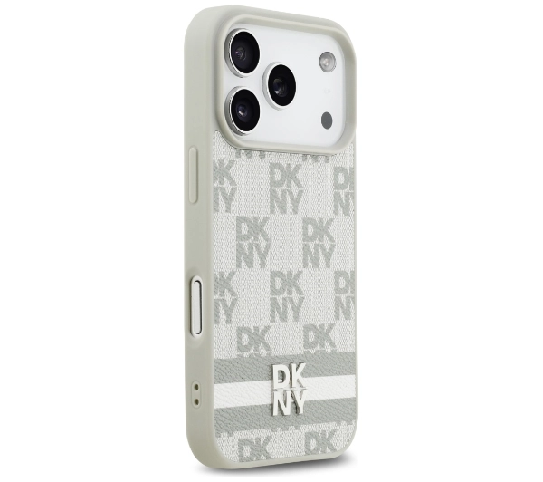 DKNY Checkered with Printed Stripes do iPhone 17 Pro Beżowy