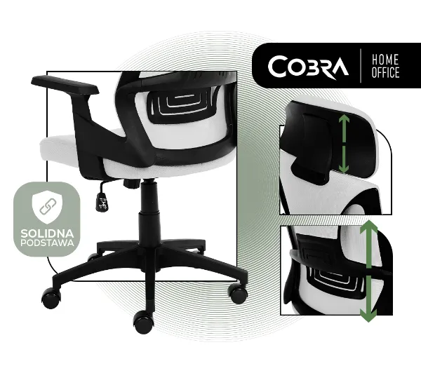 Cobra Office One HF305GY Biurowy do 150kg Tkanina Szary - Kup na Raty - RRSO 0%