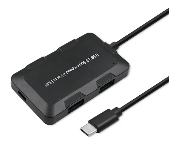 Qoltec 50502 Adapter USB-C 3.1 5w1 4x USB 3.0 micro USB Czarny