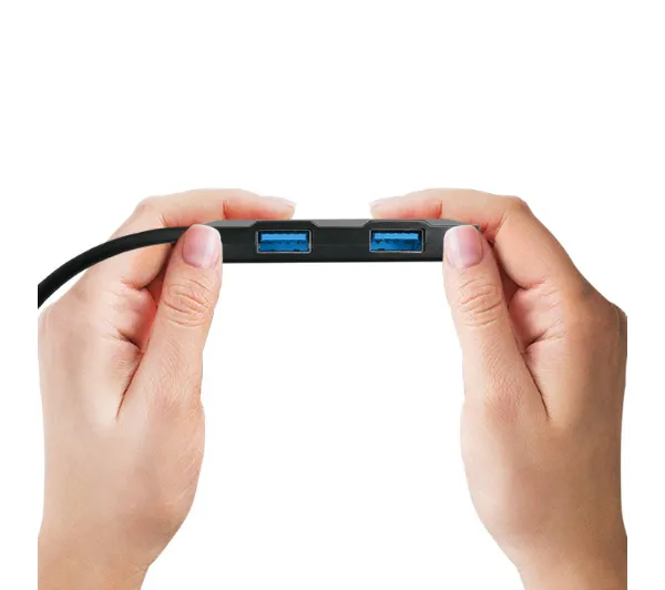 Qoltec 50502 Adapter USB-C 3.1 5w1 4x USB 3.0 micro USB Czarny