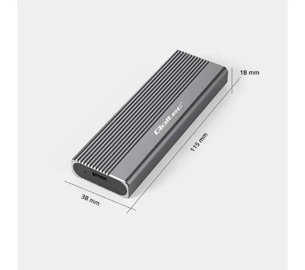 Qoltec 52267 SSD M.2 SATA NGFF USB-C Super speed Szary
