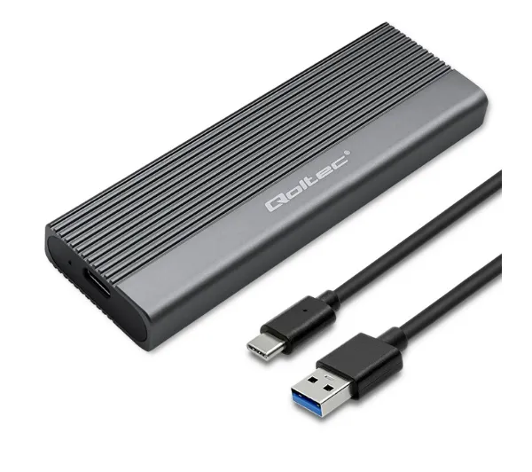 Qoltec 52267 SSD M.2 SATA NGFF USB-C Super speed Szary