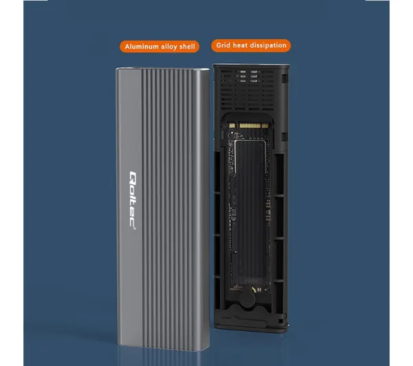 Qoltec 52267 SSD M.2 SATA NGFF USB-C Super speed Szary