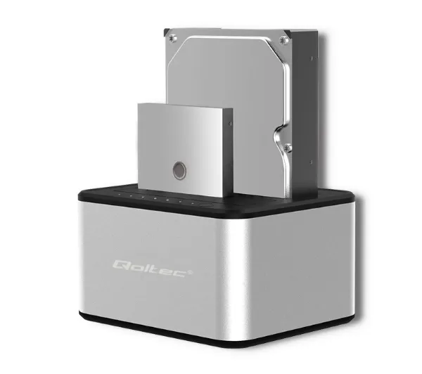 Qoltec 50316 do Dysków 2x HDD/SSD 2.5"/3.5" SATA USB 3.0 Srebrny