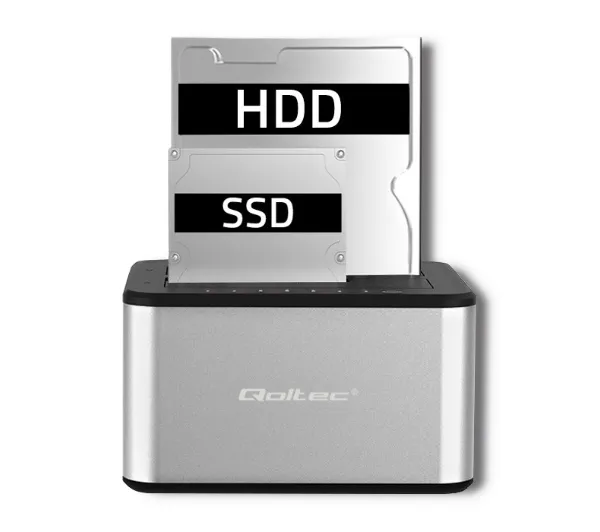 Qoltec 50316 do Dysków 2x HDD/SSD 2.5"/3.5" SATA USB 3.0 Srebrny