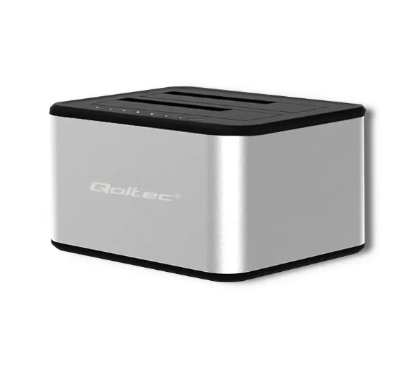 Qoltec 50316 do Dysków 2x HDD/SSD 2.5"/3.5" SATA USB 3.0 Srebrny