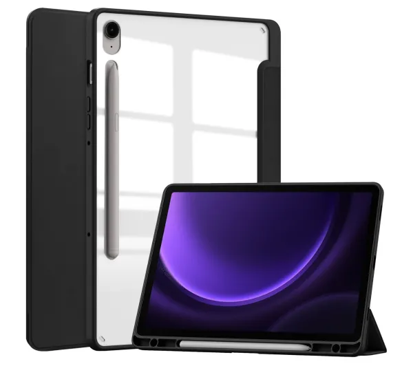 Bizon Case Tab Clear Matt z klapką do Samsung Galaxy Tab S10 Lite / S10 FE / S9 / S9 FE Czarny