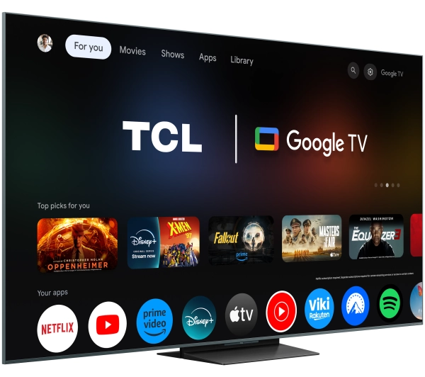 TCL 85C9K 85" QD-Mini LED 4K 144Hz Google TV Dolby Vision IQ Dolby Atmos HDMI 2.1 DVB-T2 + Soundbar TCL Q65H - Kup na Raty - RRSO 0%