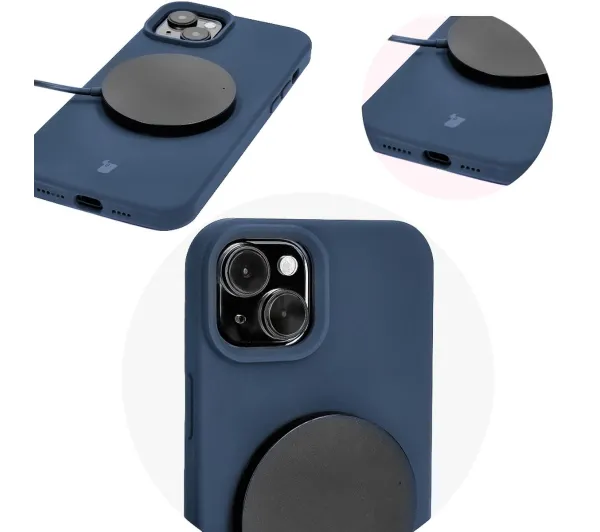 Bizon Soft Case do Apple iPhone 15 Plus Granatowy