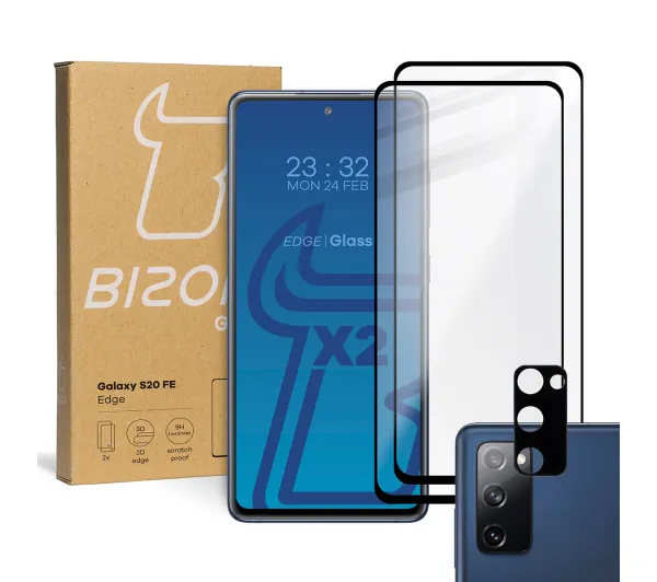 Bizon 2x Szkło + szybka na aparat Edge Pack do Samsung Galaxy S20 FE