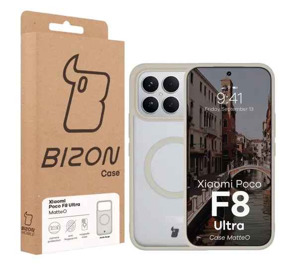 Bizon MatteO do Xiaomi POCO F8 Ultra Półprzezroczyste z beżową ramką