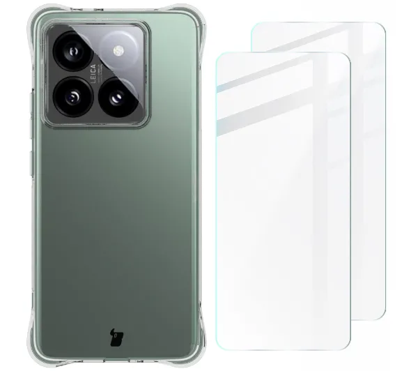 Bizon elastyczne etui + 2x szkło hartowane Clear Pack do Xiaomi 14T Pro