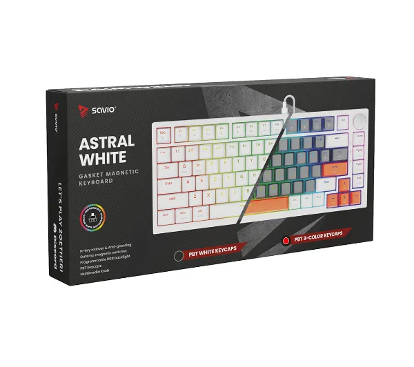 Savio ASTRAL Outemu White Jade 3 kolory keycapów Biały 