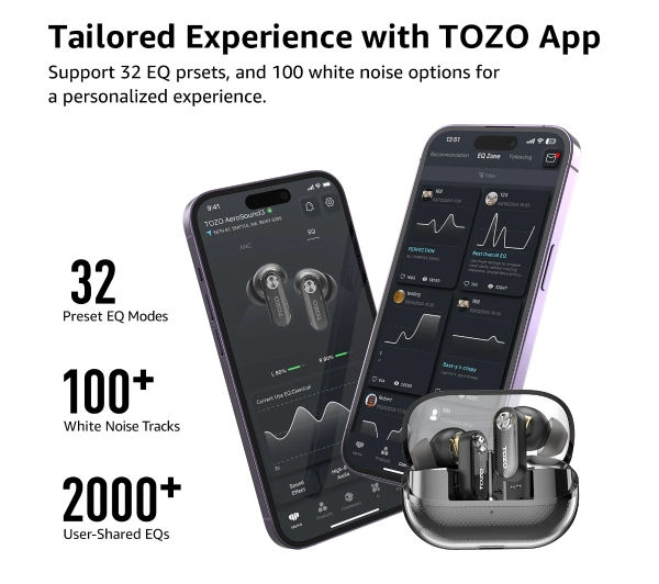 Tozo AeroSound3 Dokanałowe Bluetooth 5.4 Czarny
