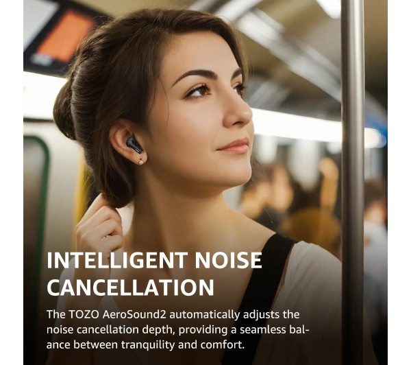 Tozo AeroSound2 Dokanałowe Bluetooth 5.3 Czarny